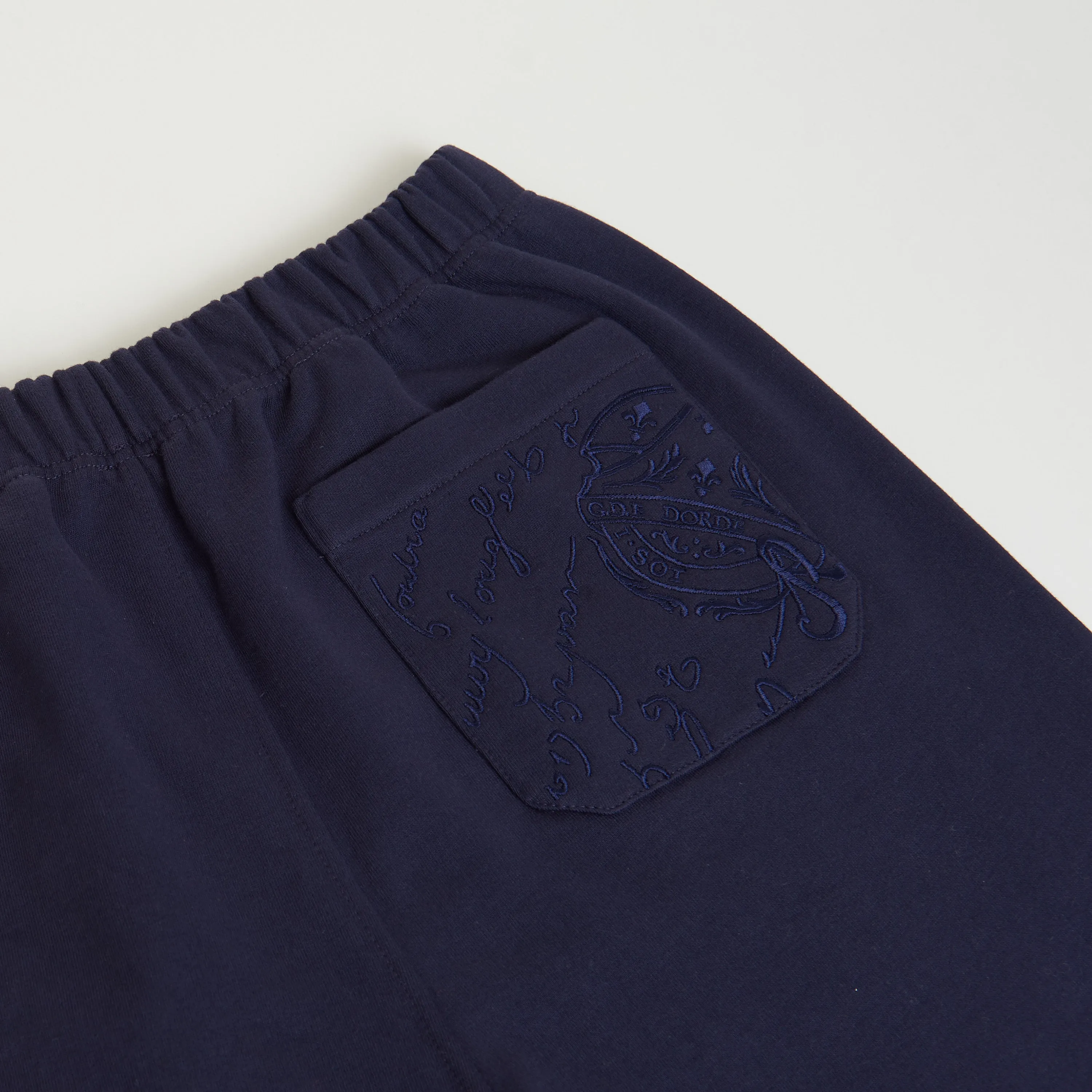 Embroidered Scritto Jogging Trousers - Ink Blue, Fleece Cotton