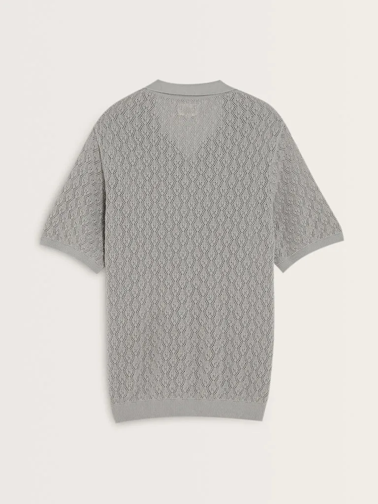 ETA Grey Knitted Slim-Fit Cotton T-Shirt