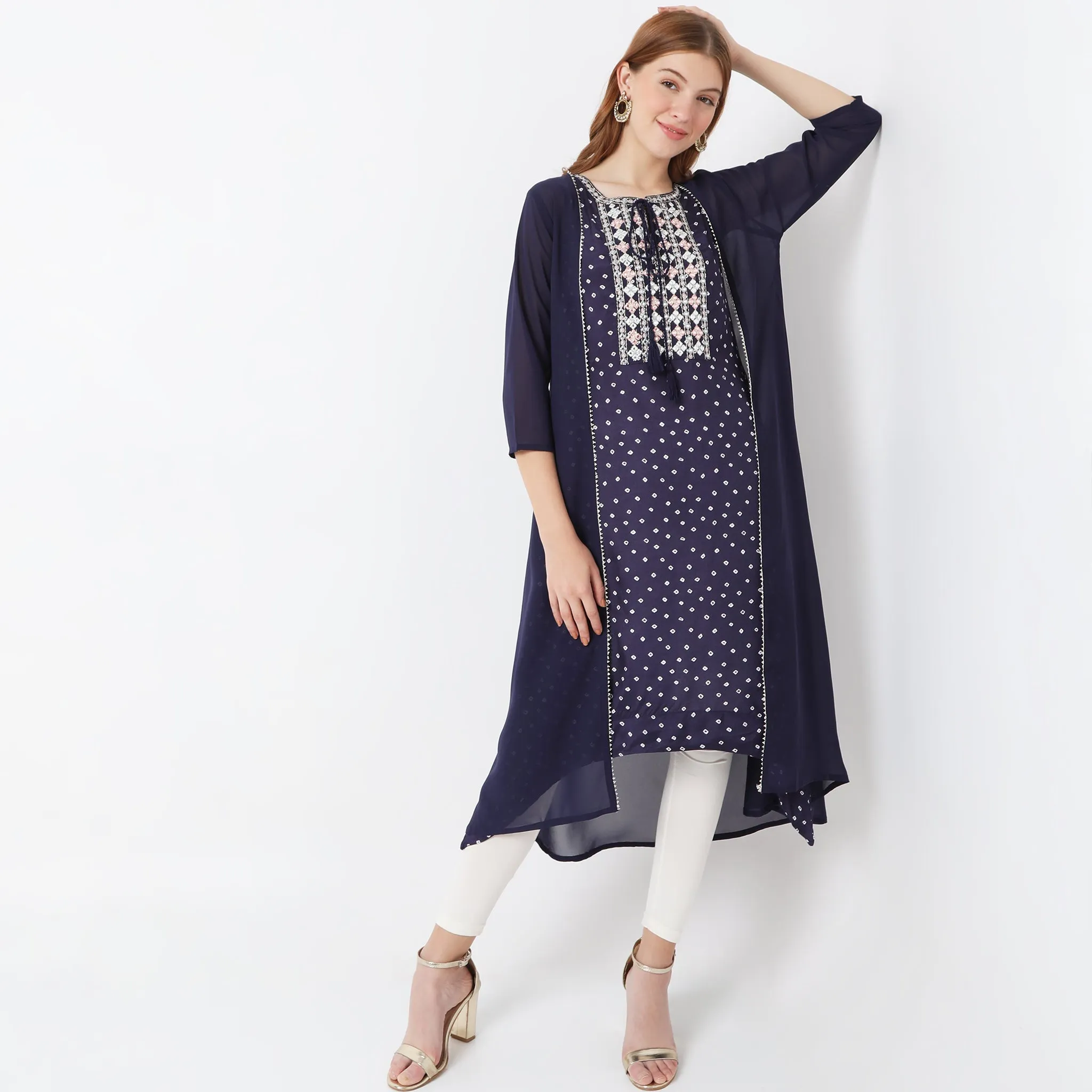 Flare Fit Embellished Kurta