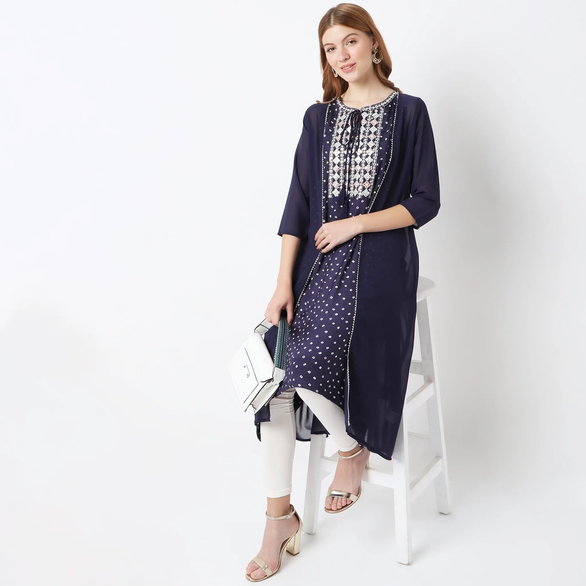 Flare Fit Embellished Kurta