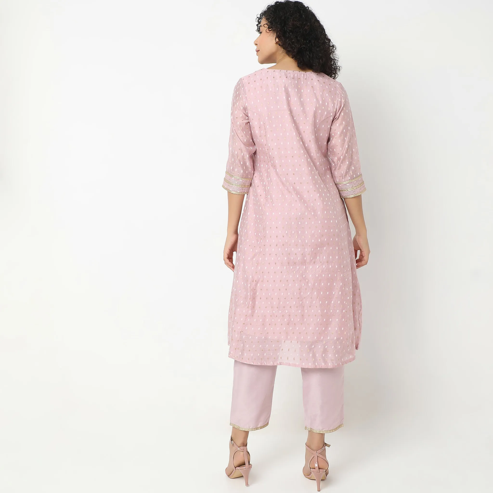 Flare Fit Embroidered Kurta with Pant & with Dupatta Set