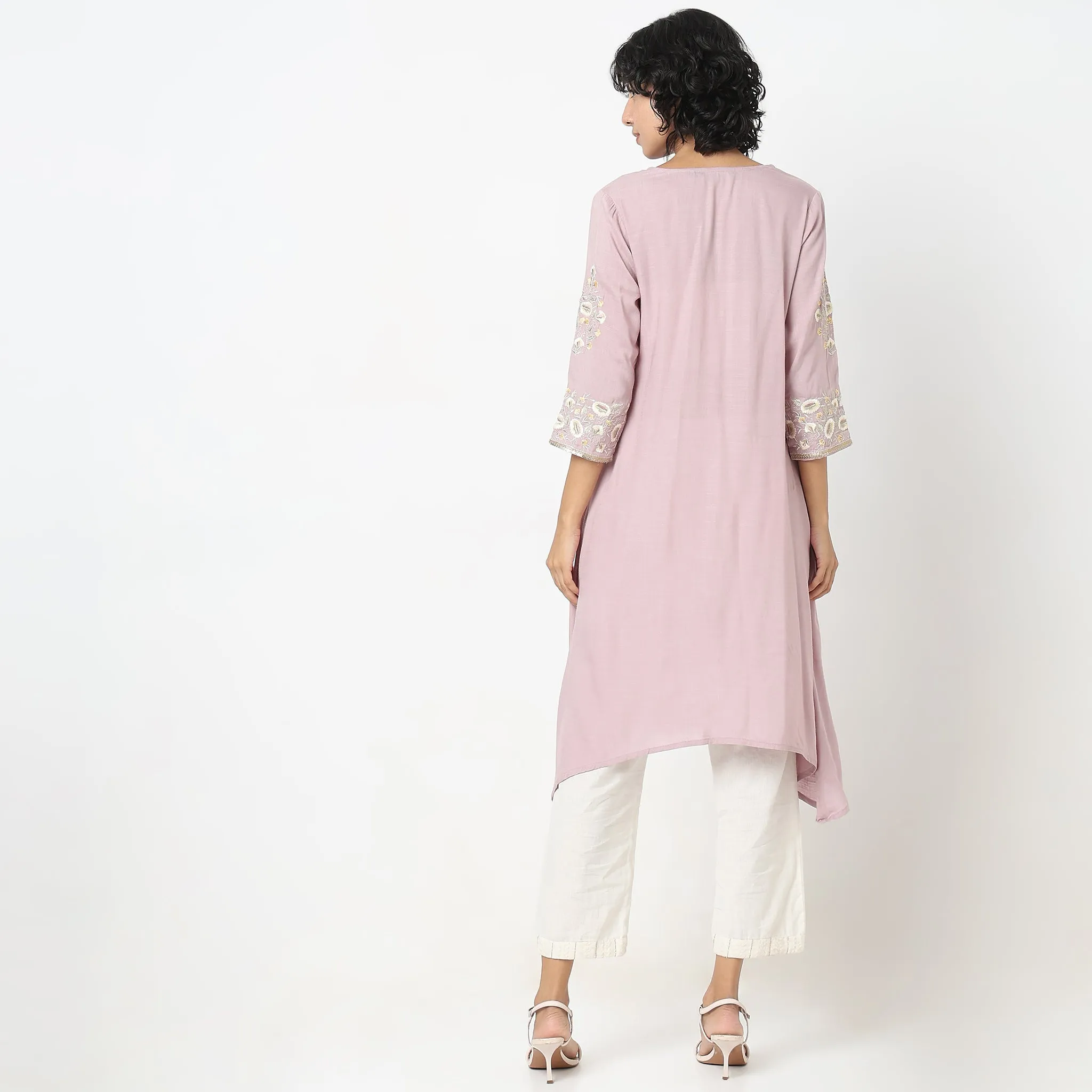 Flare Fit Embroidered Kurta