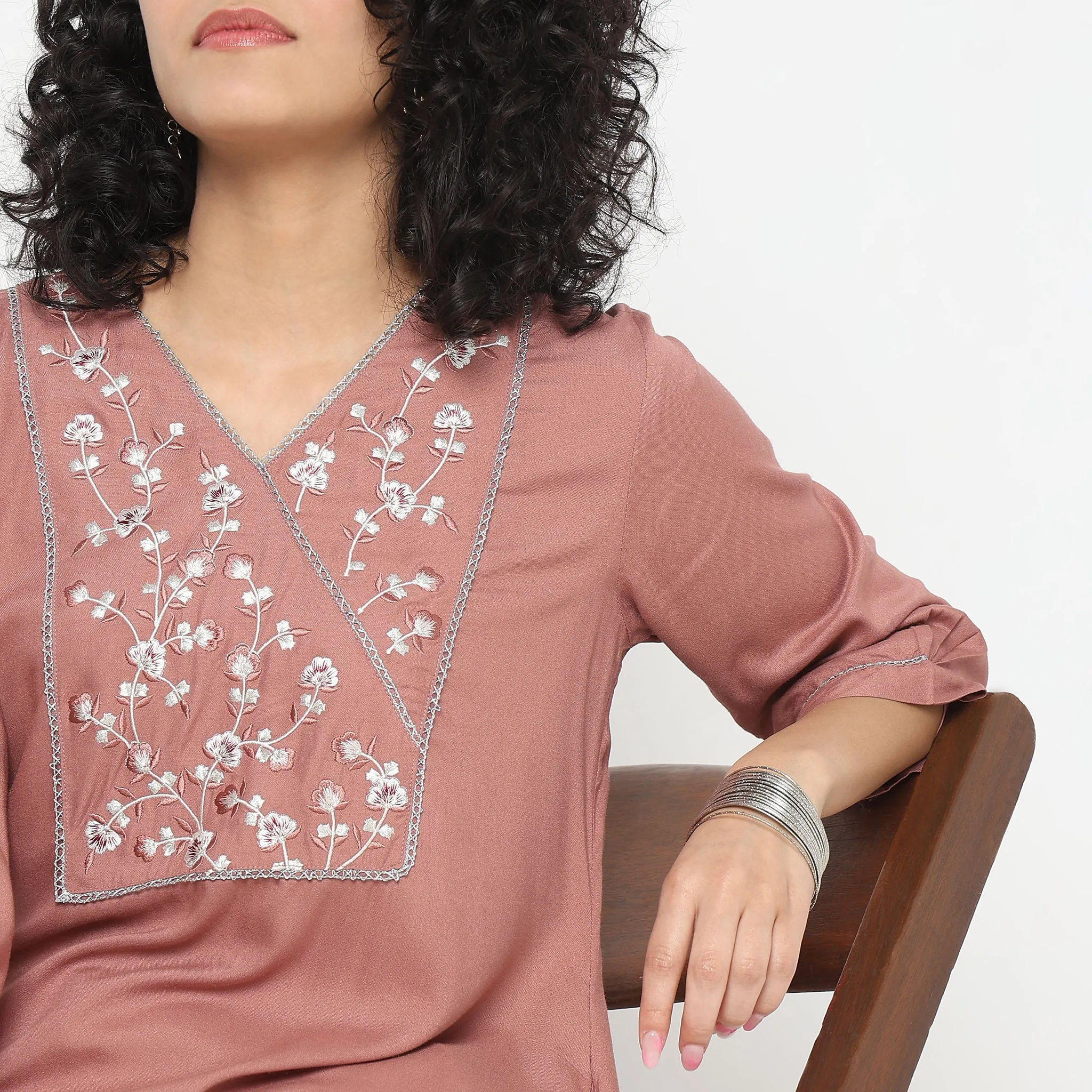 Flare Fit Embroidered Kurta