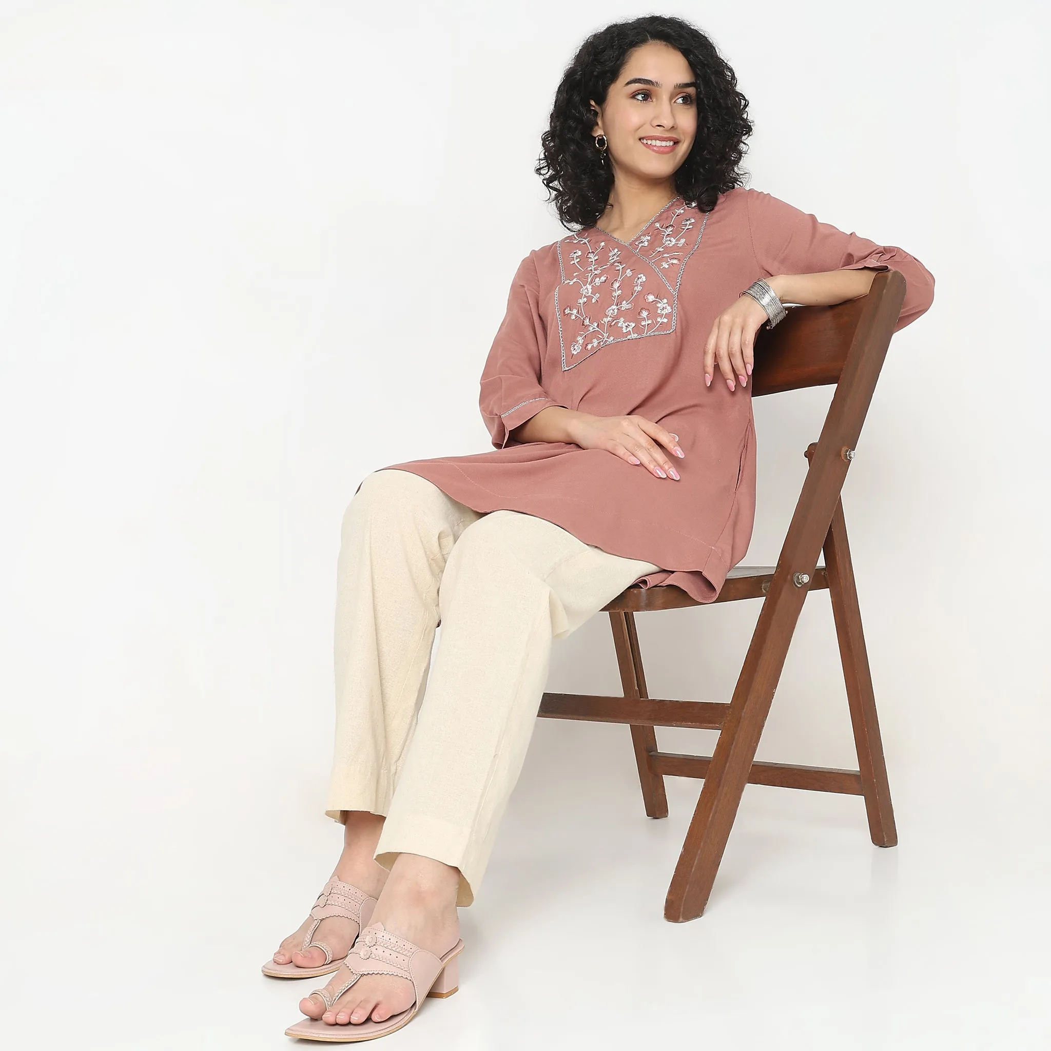 Flare Fit Embroidered Kurta