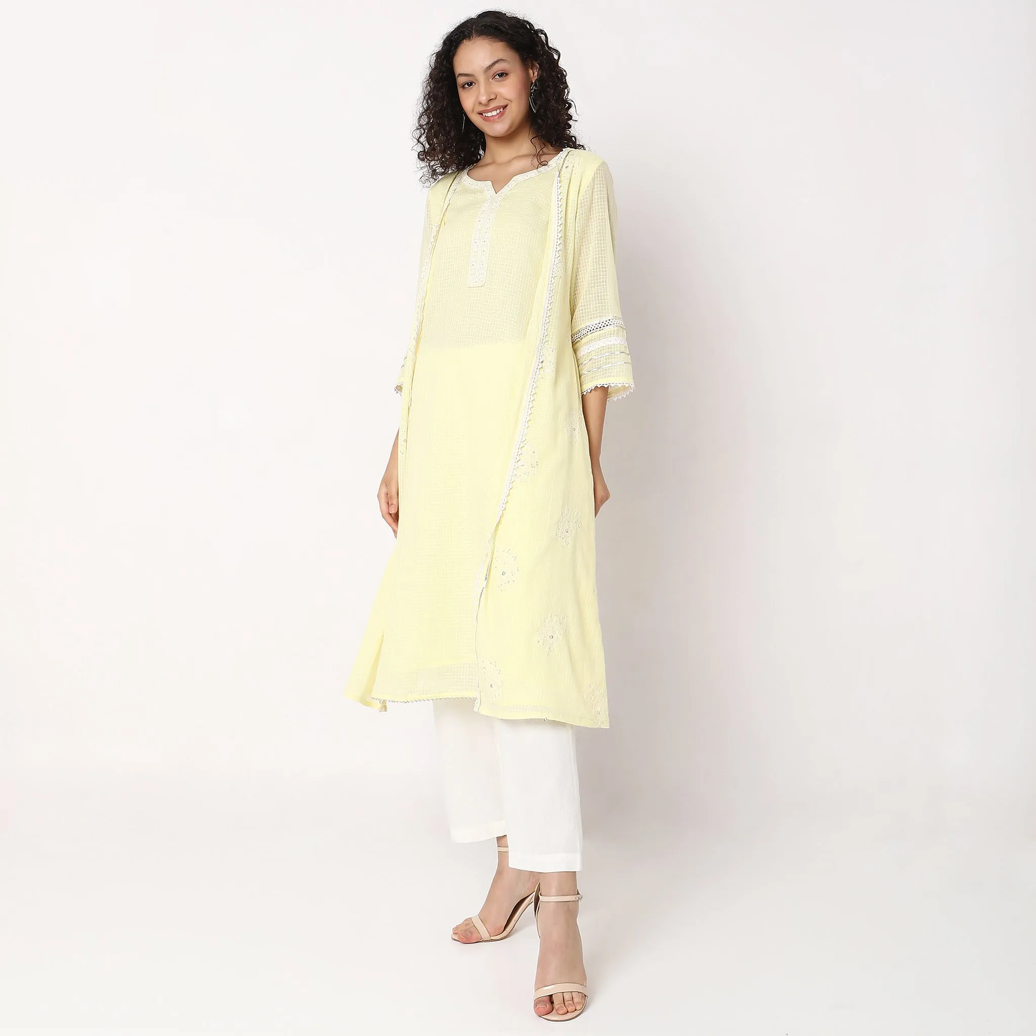 Flare Fit Embroidered Kurta