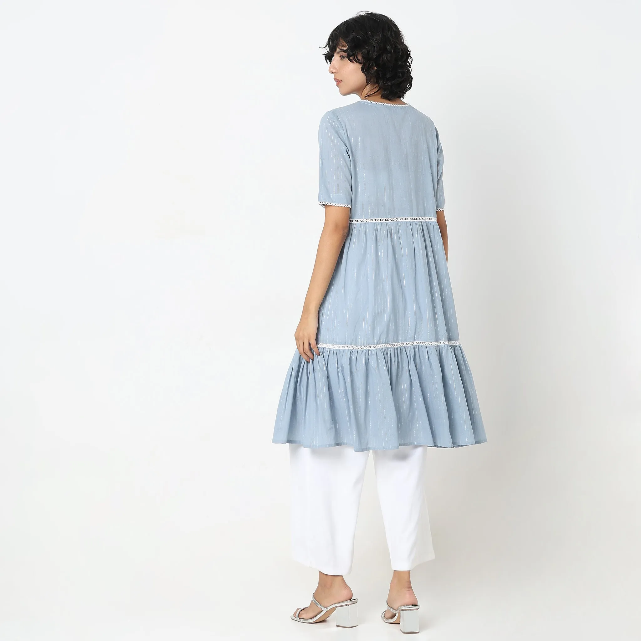 Flare Fit Embroidered Kurta