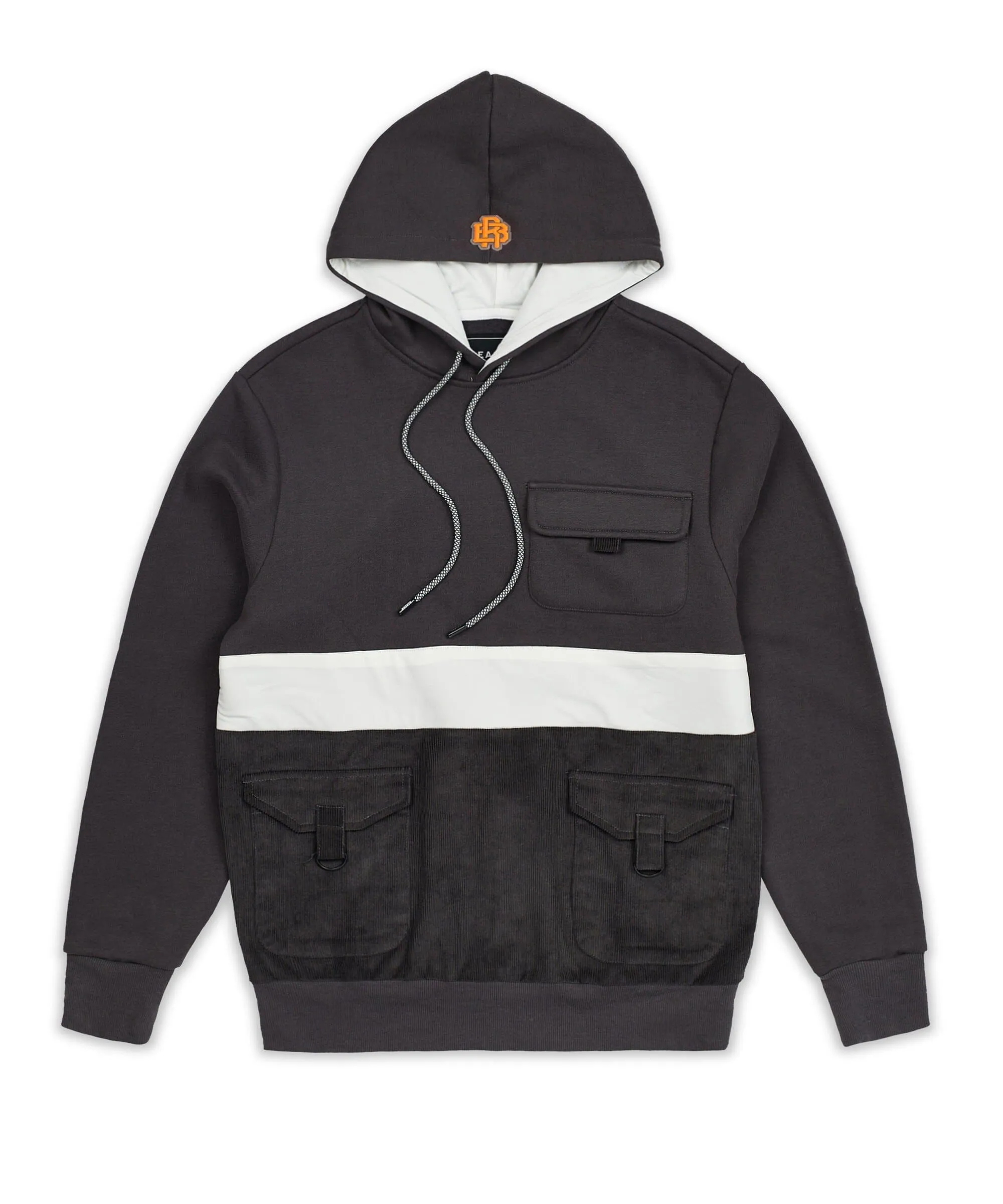 Flora White Stripe Hoodie - Black