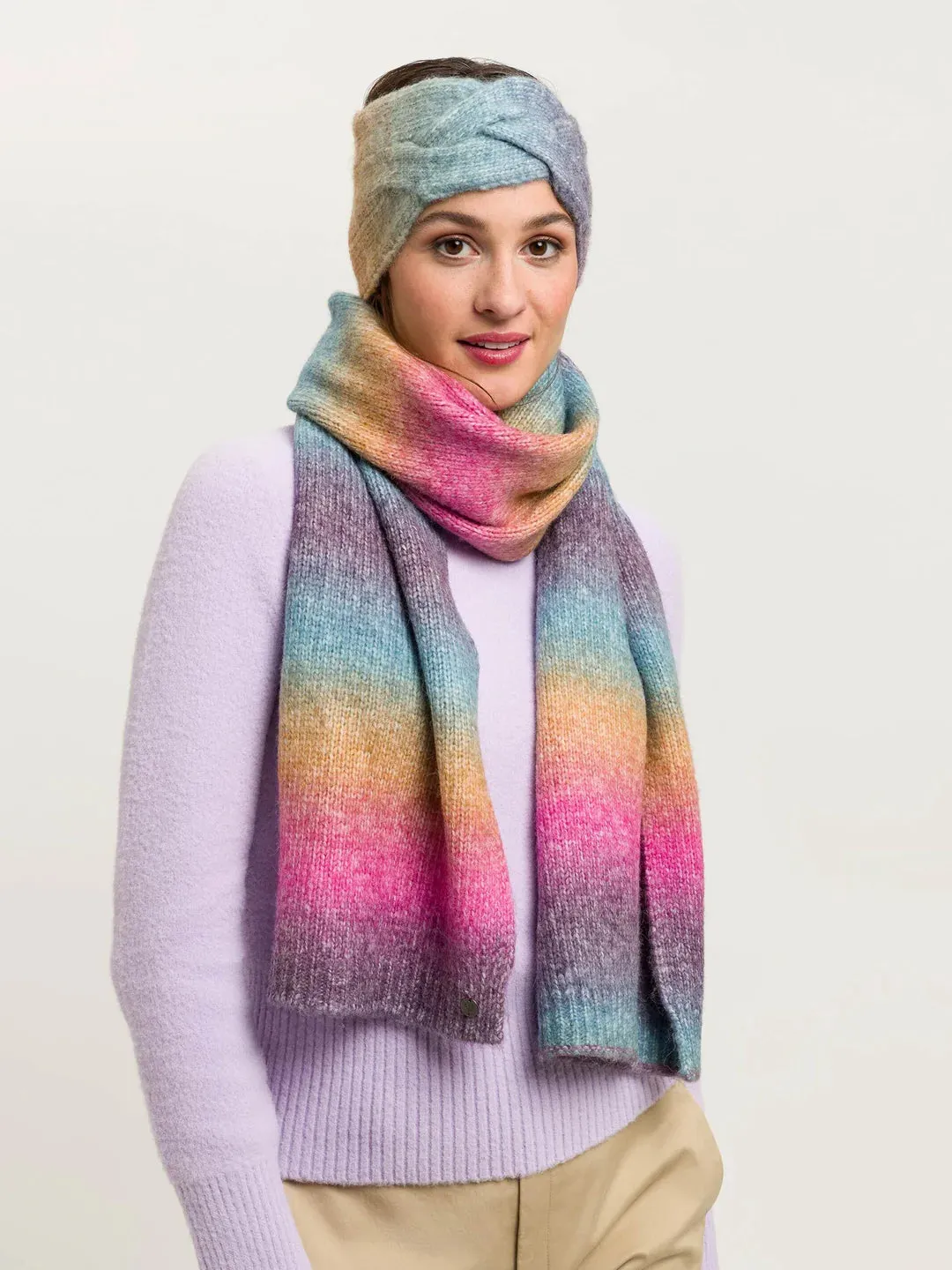 Fraas Knitted Scarf With Colour Gradient In Wool Blend