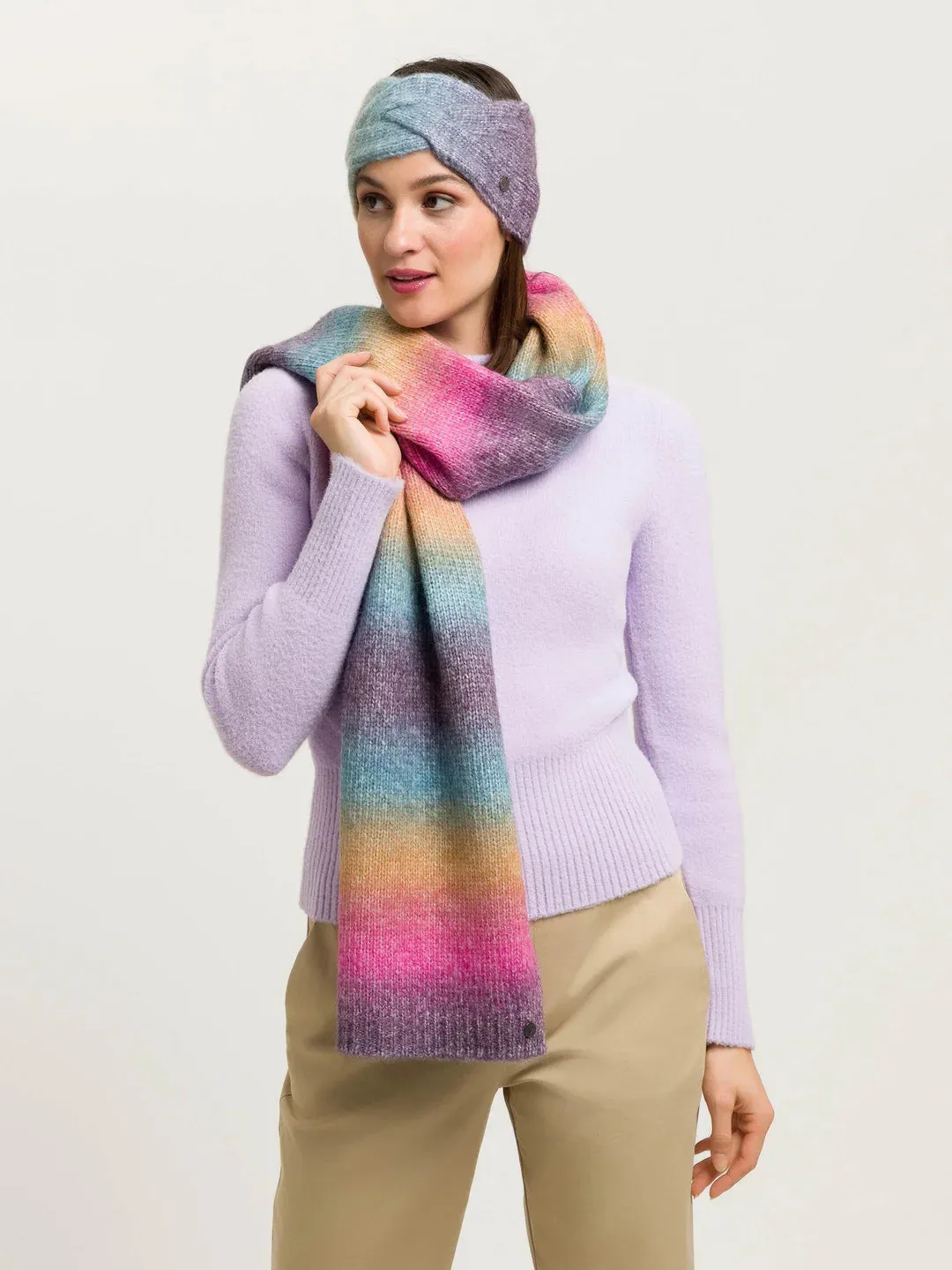 Fraas Knitted Scarf With Colour Gradient In Wool Blend