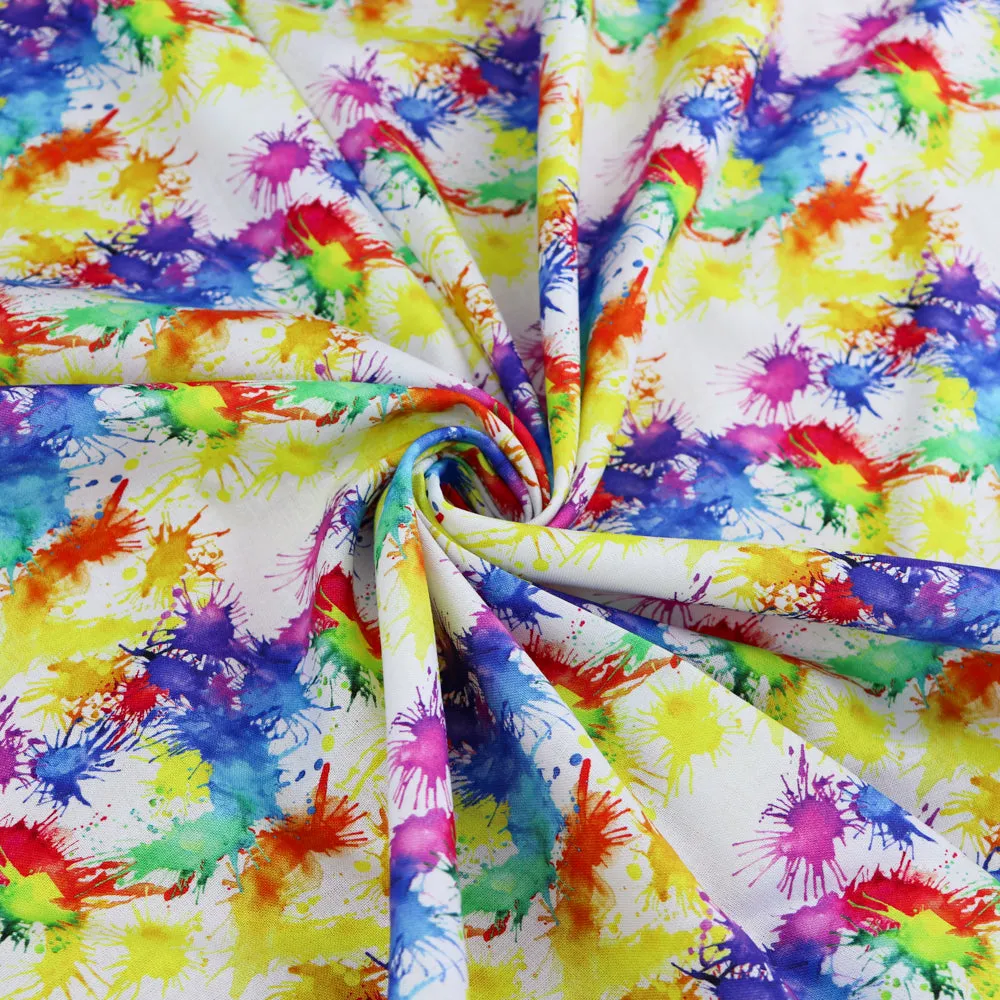 FS1026 Paint Splash Tie Dye Cotton Fabric Rainbow