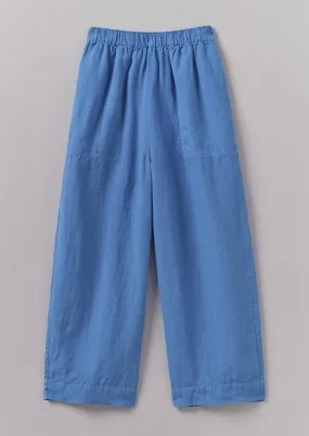 Garment Dyed Linen Barrel Leg Pants | Blue Violane