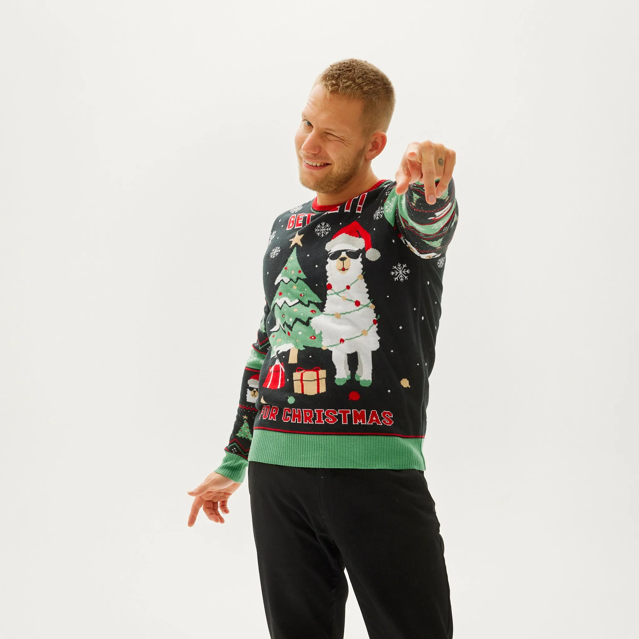 Get Lit Llama Christmas Sweater - Herre