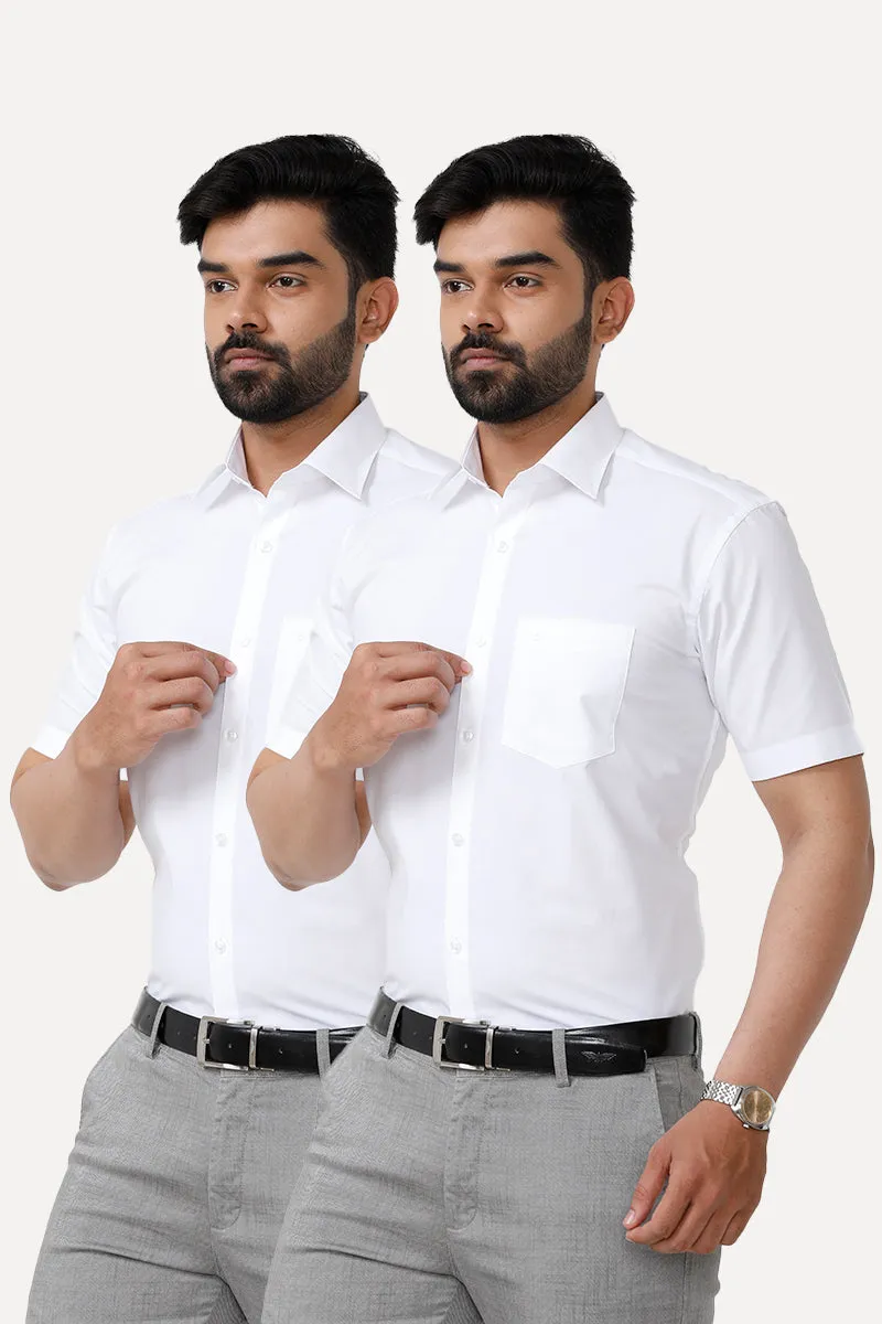 Good Luck - 100% Cotton Formal White Shirt Pack Of 2 Combo For Men | Uathayam