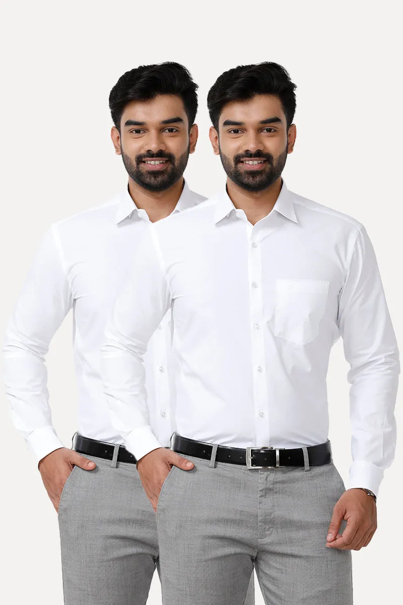 Good Luck - 100% Cotton Formal White Shirt Pack Of 2 Combo For Men | Uathayam