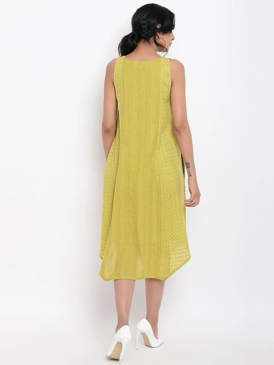 Green Cotton Panelled Dress