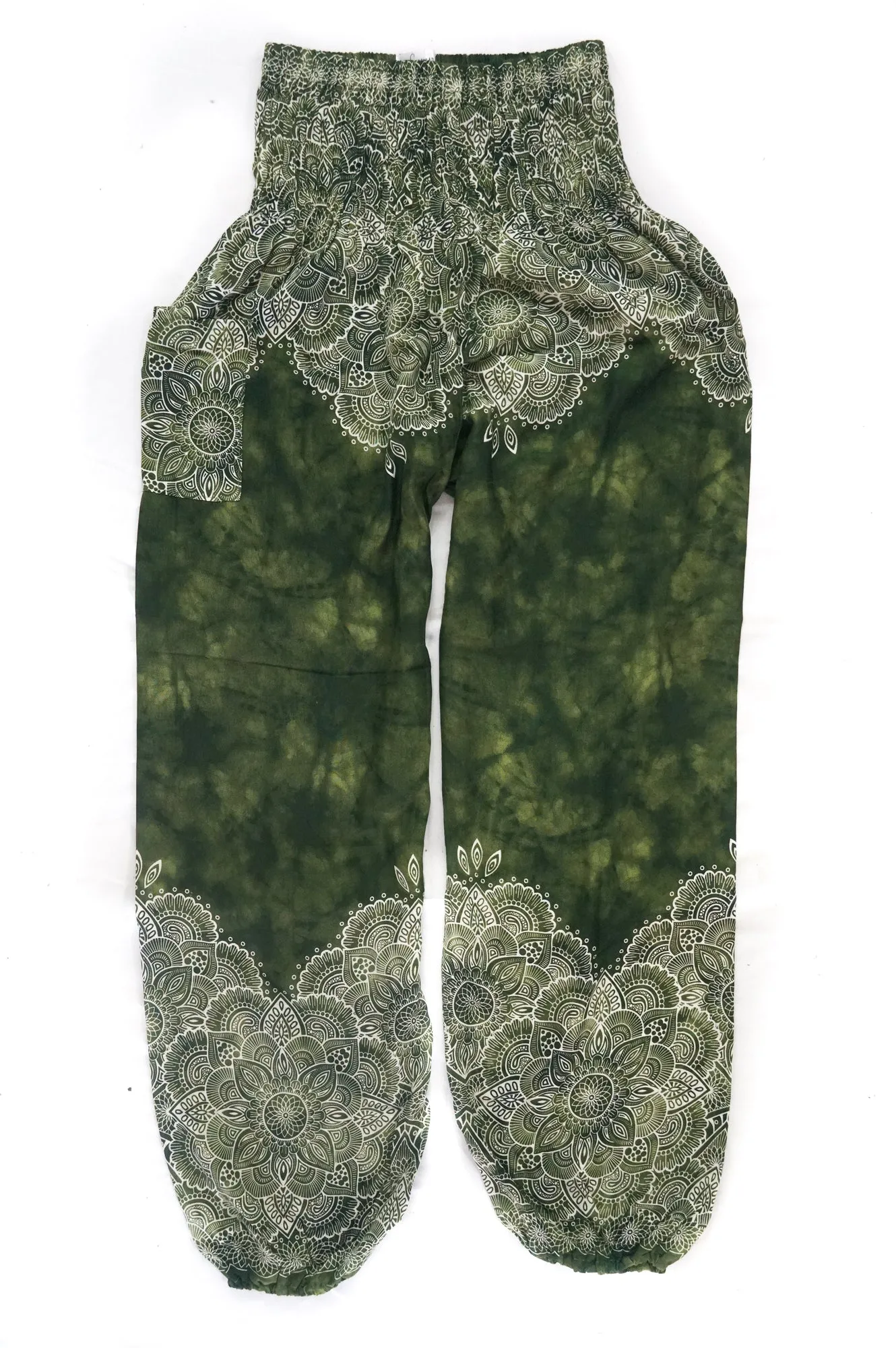 Green Flower Bouquet Harem Pants