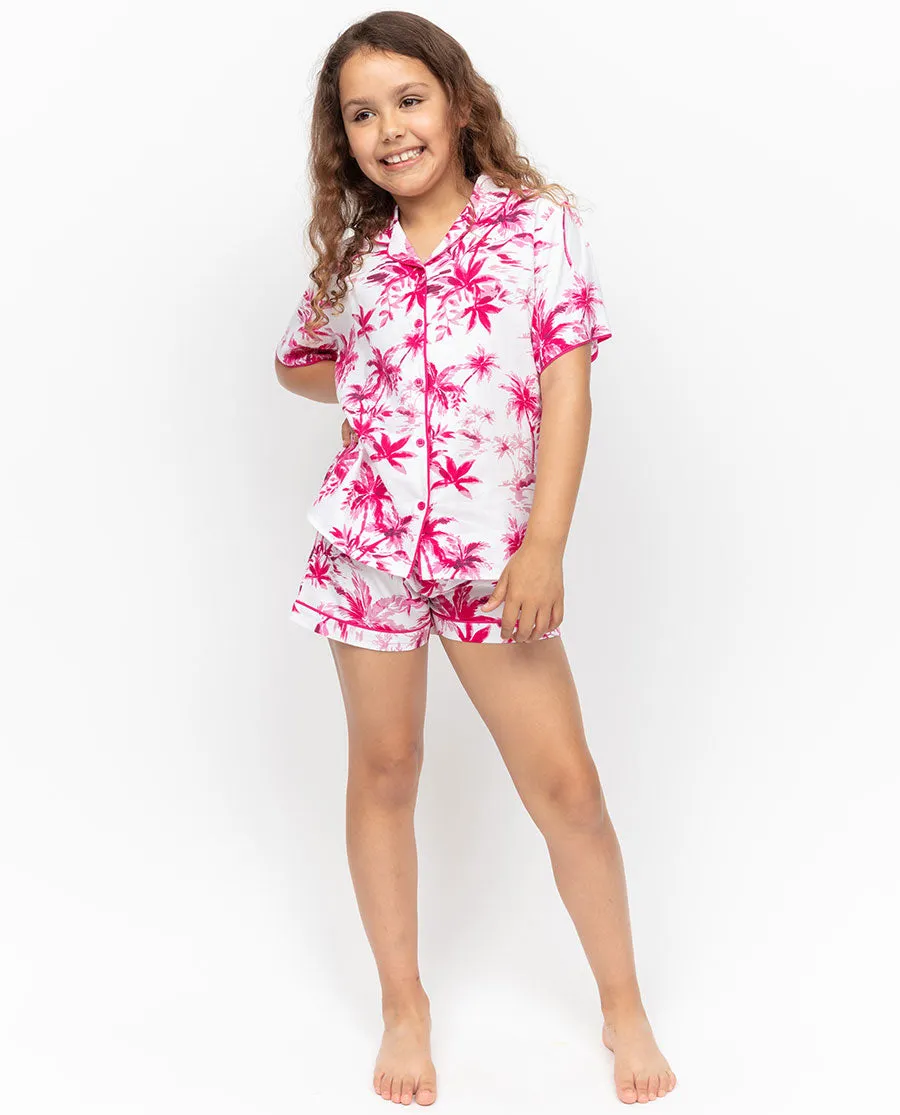 Hailey Girls Palm Print Shorty Set