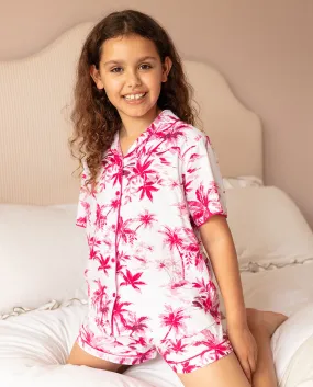 Hailey Girls Palm Print Shorty Set