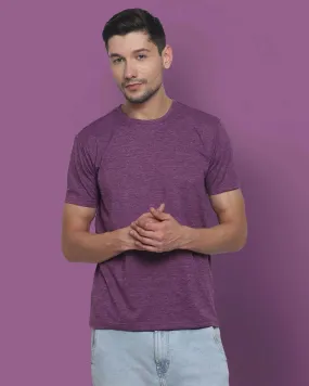 Half Sleeves Crew Neck: Eggplant Melange