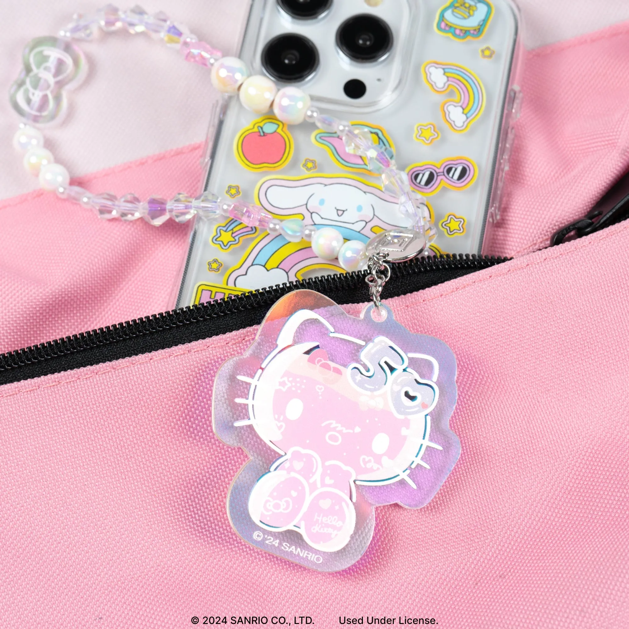 Hello Kitty 50th Anniversary Beaded Charm Mobile Phone Wrist Strap