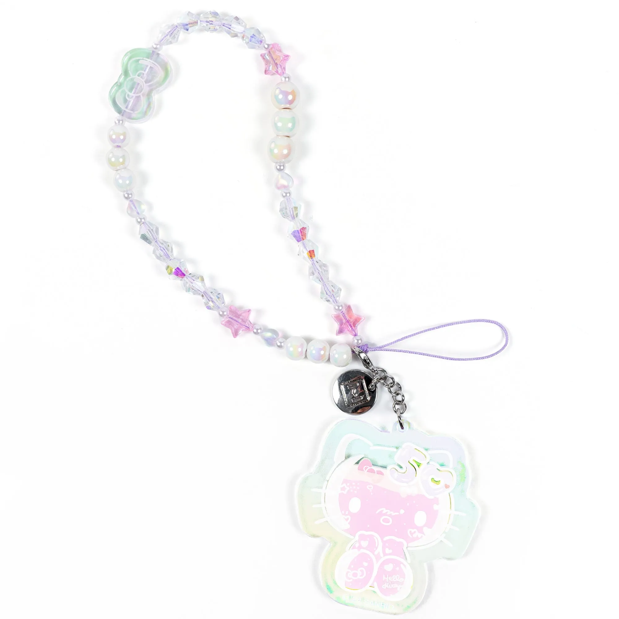 Hello Kitty 50th Anniversary Beaded Charm Mobile Phone Wrist Strap