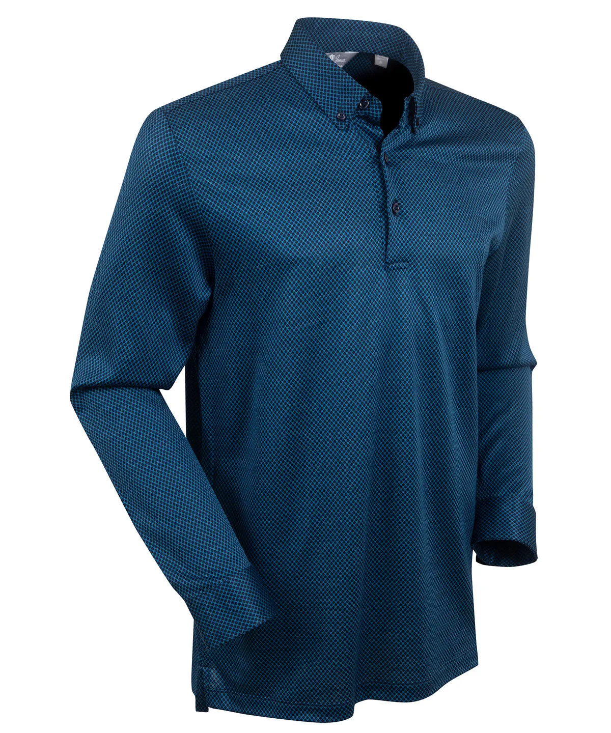 Heritage Sassari Diamond Jacquard Italian Cotton/Silk Blend Long-Sleeve Polo