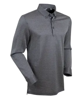 Heritage Sassari Diamond Jacquard Italian Cotton/Silk Blend Long-Sleeve Polo