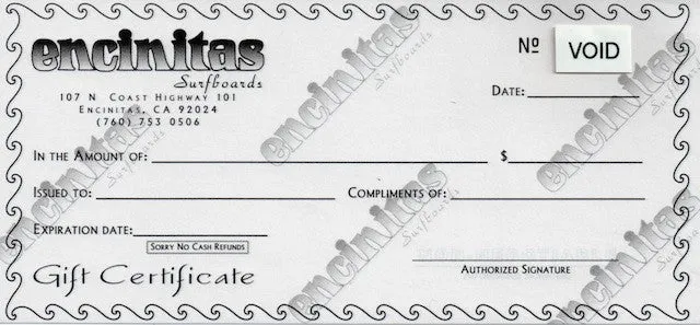 In-Store Gift Certificate