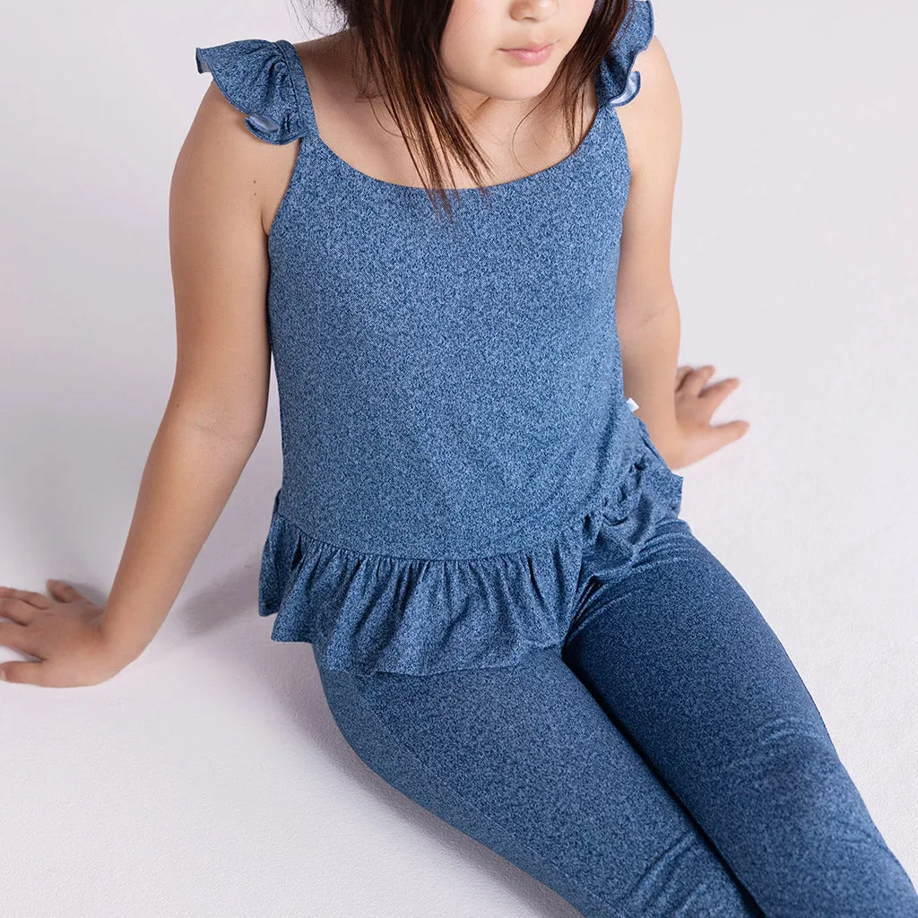 Indigo Denim Ruffled Tank