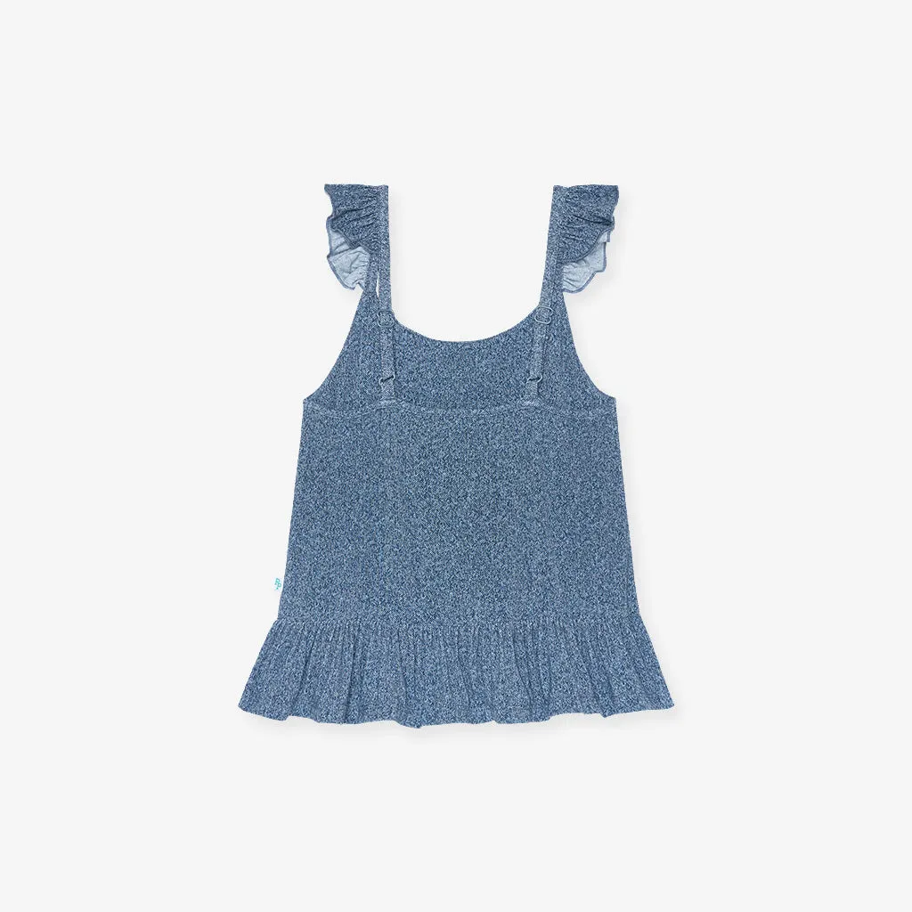 Indigo Denim Ruffled Tank