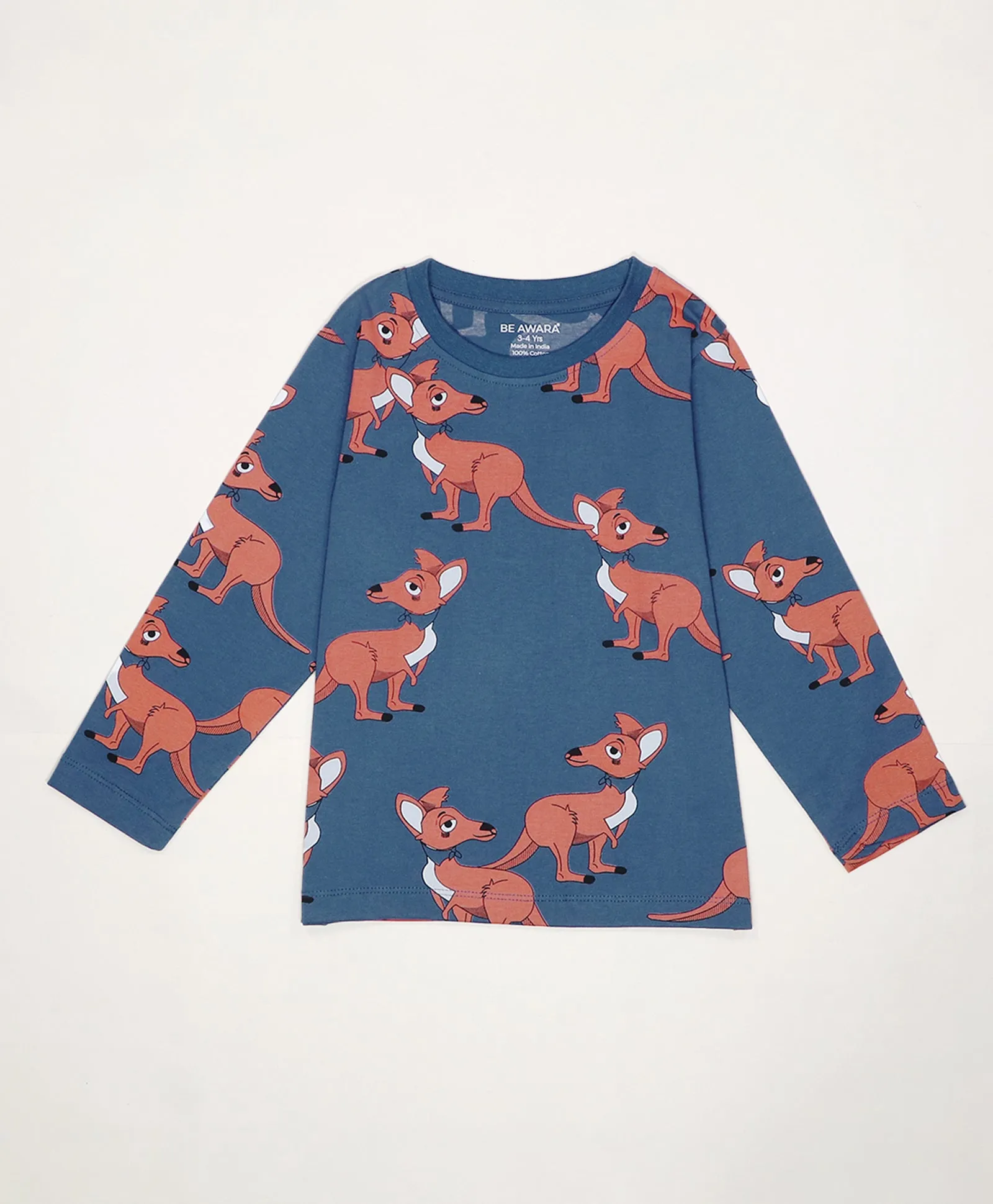 Kangaroo Pattern Full Sleeves T-Shirt & Pajama Set