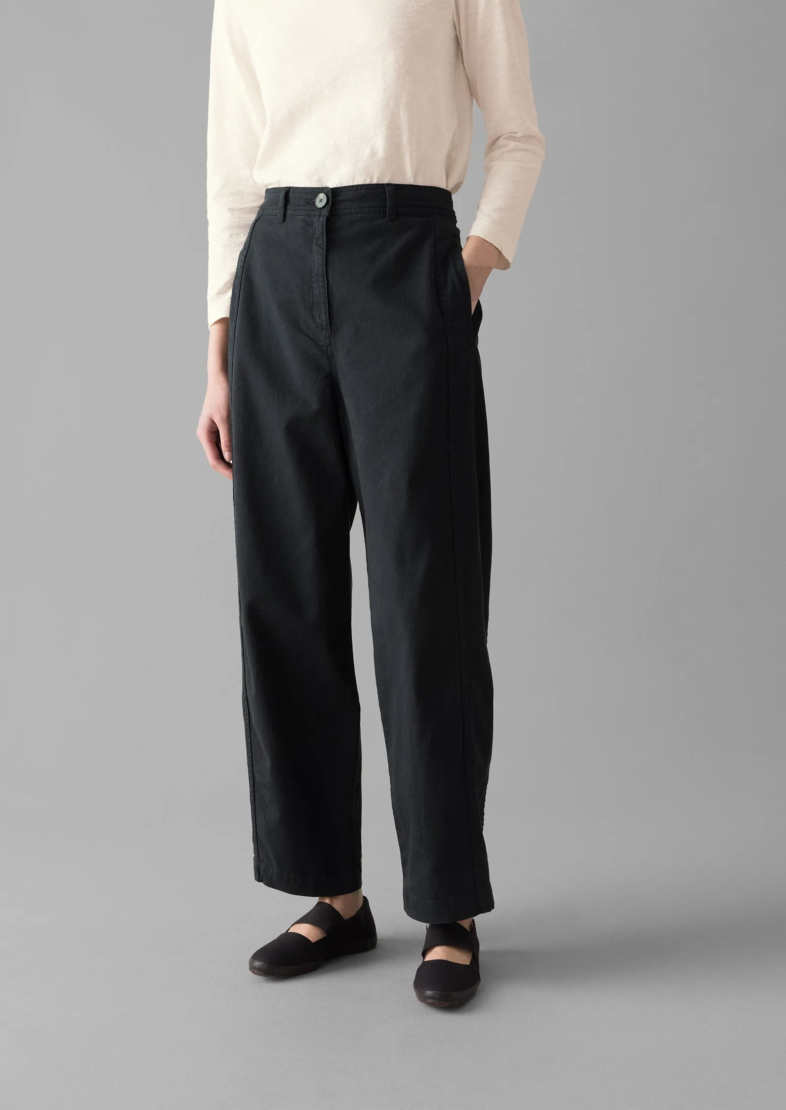 Kathe Flat Front Cotton Twill Trousers | Slate Navy