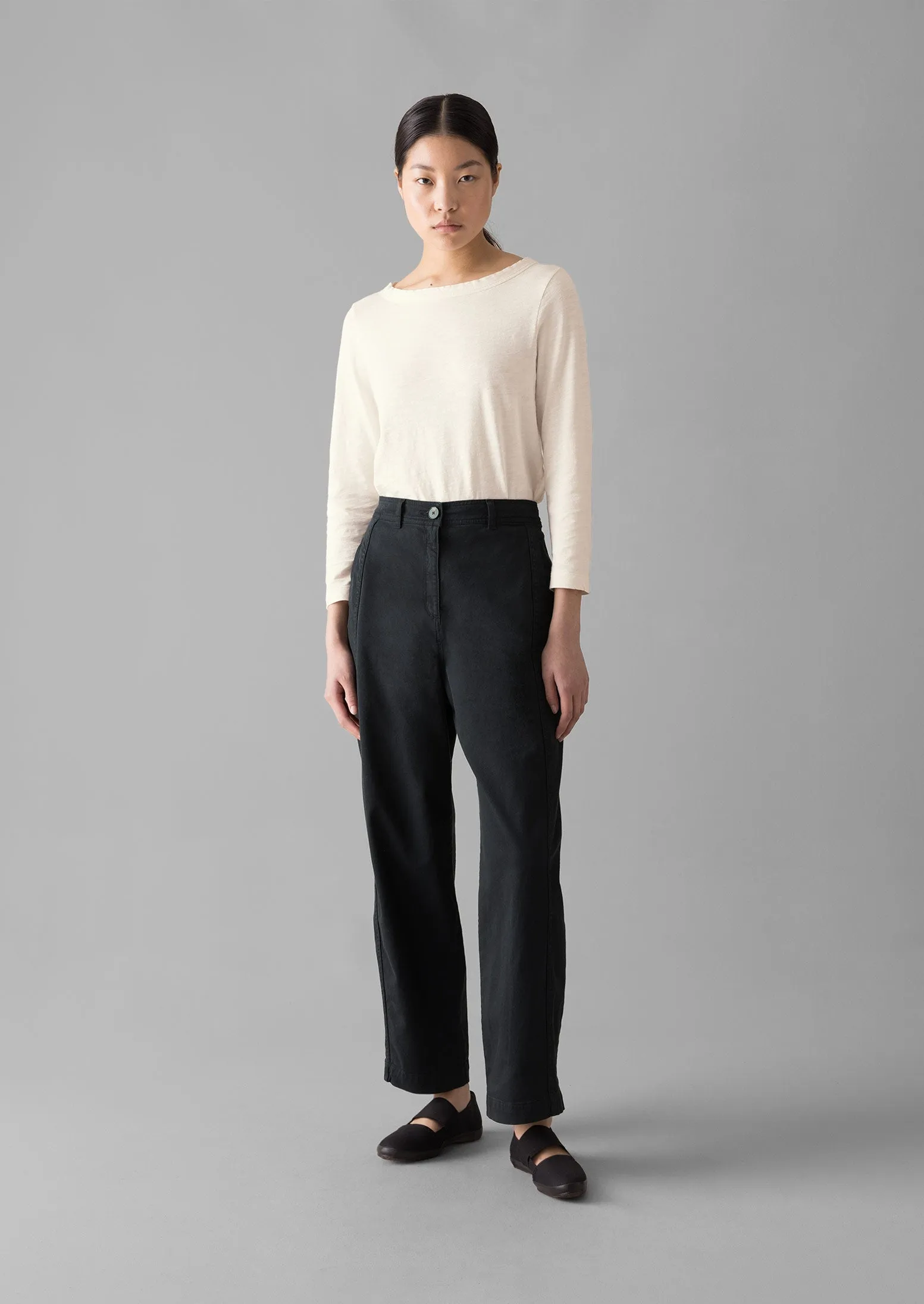 Kathe Flat Front Cotton Twill Trousers | Slate Navy