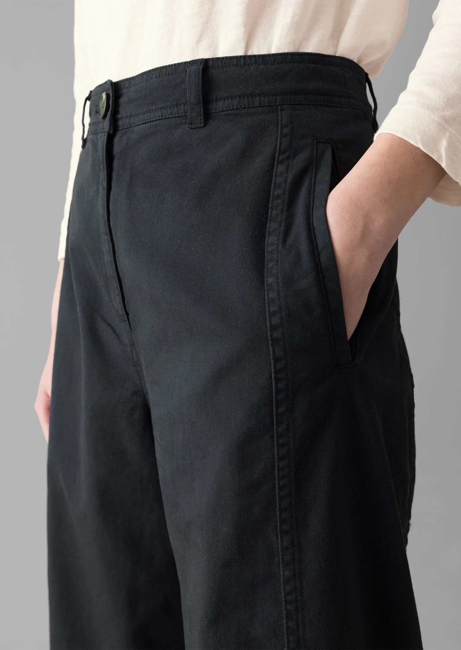 Kathe Flat Front Cotton Twill Trousers | Slate Navy