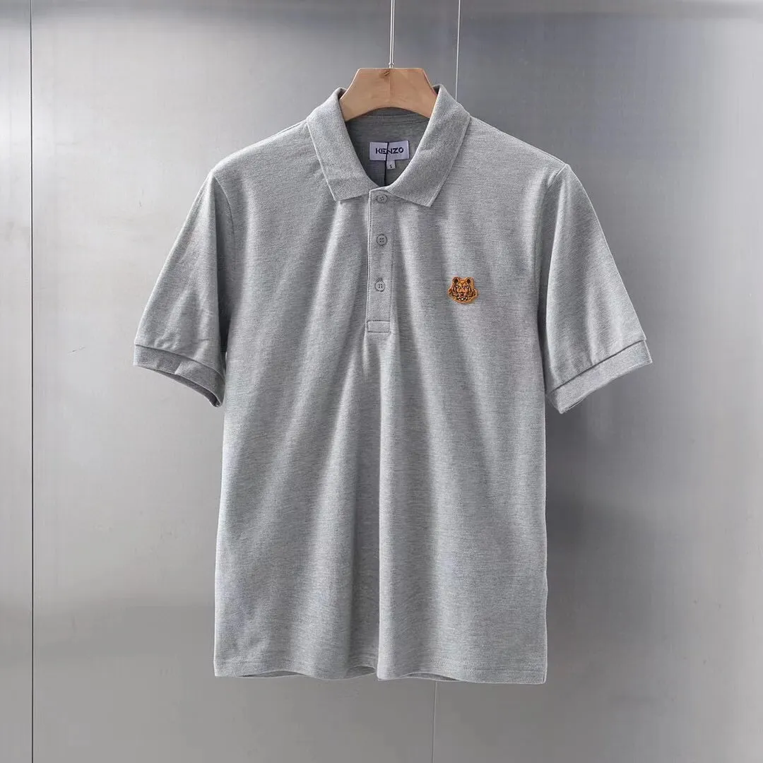 KENZO Tiger patch polo shirt-Grey