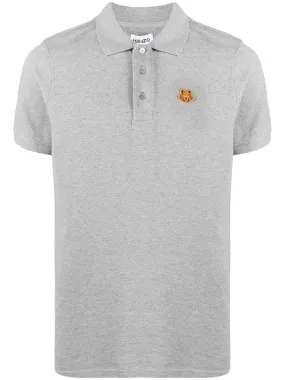 KENZO Tiger patch polo shirt-Grey