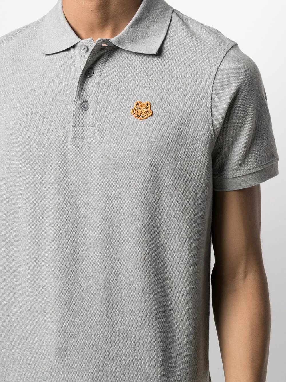 KENZO Tiger patch polo shirt-Grey