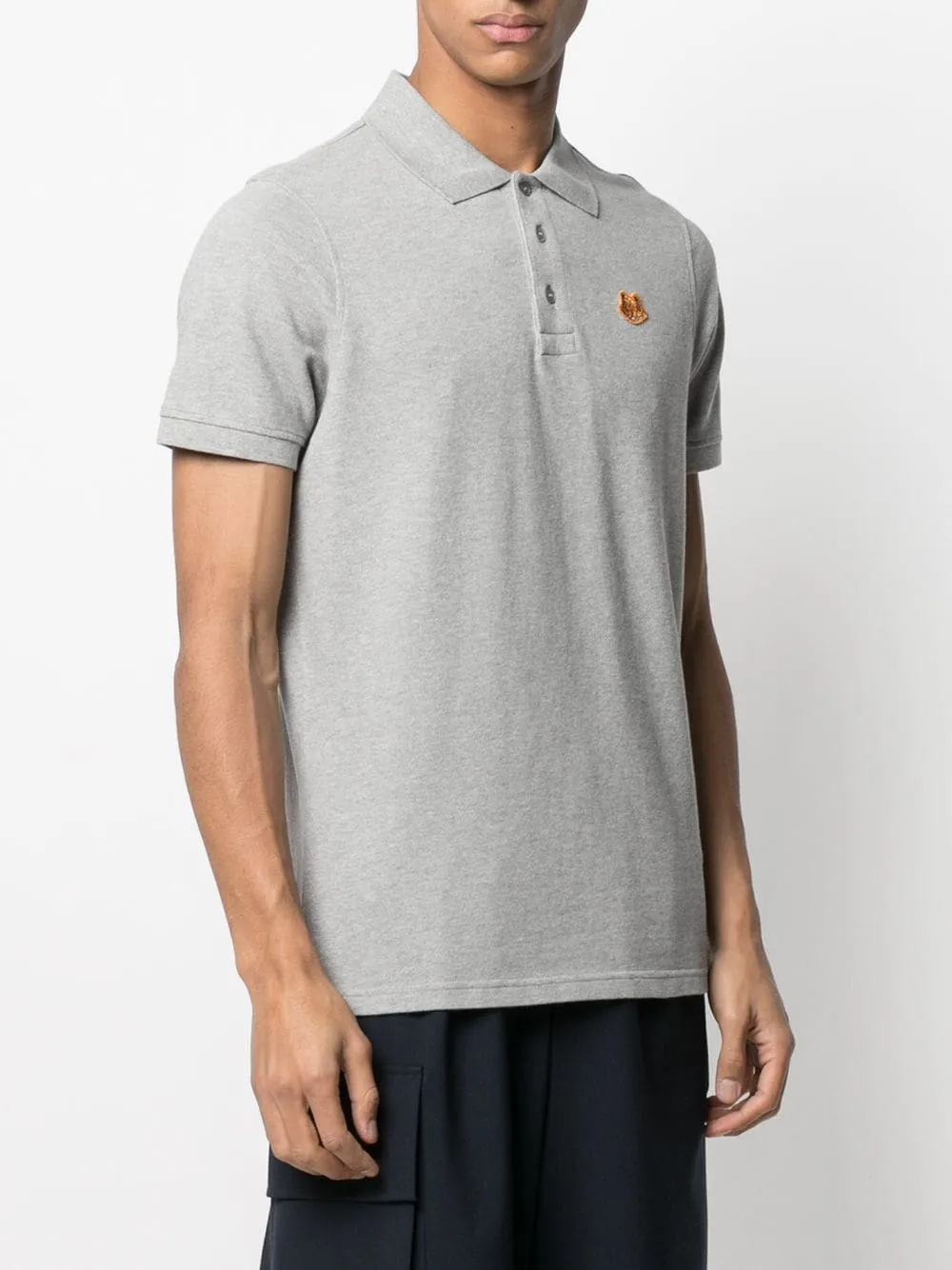 KENZO Tiger patch polo shirt-Grey