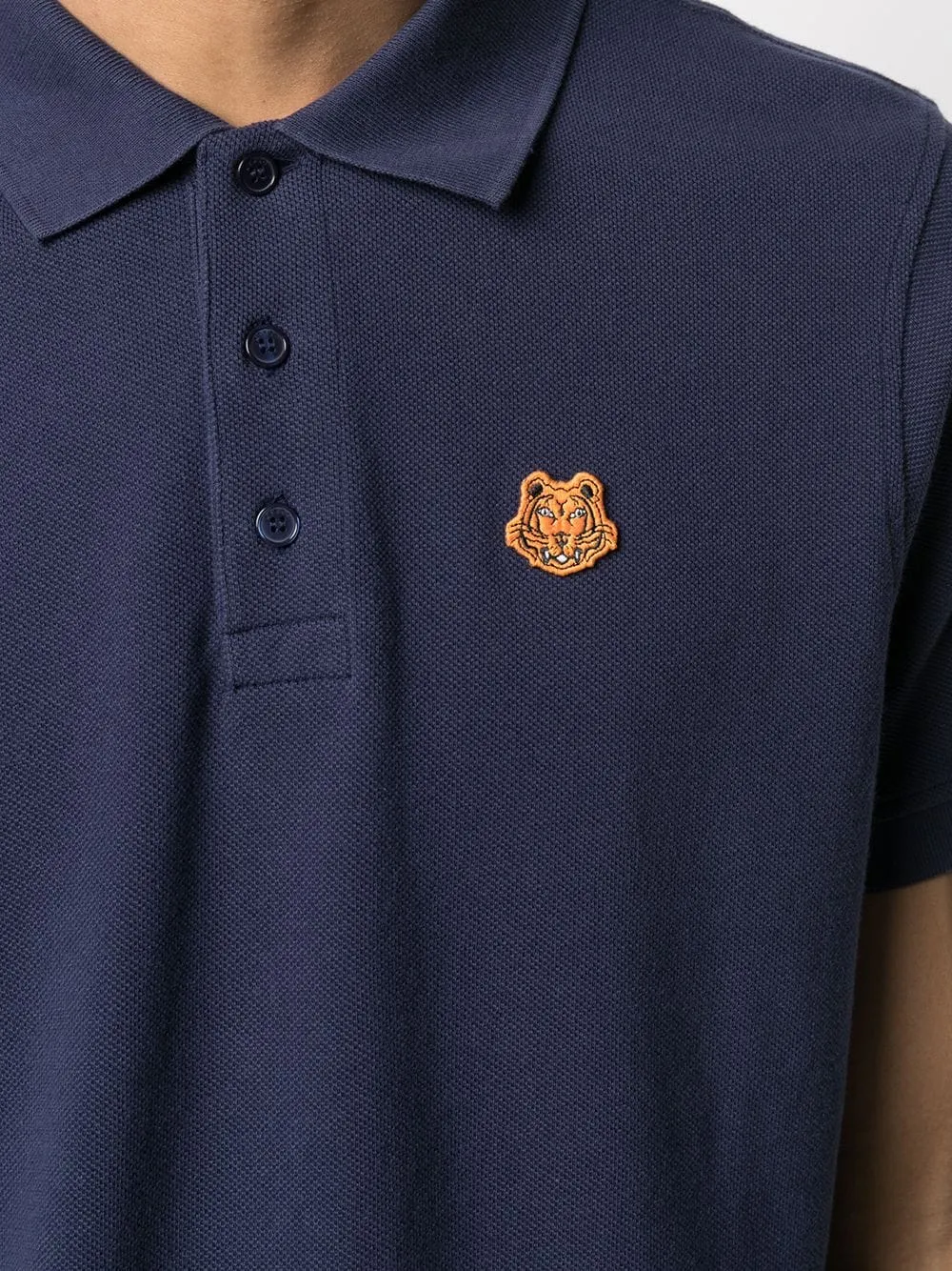 KENZO Tiger patch polo shirt-Navy