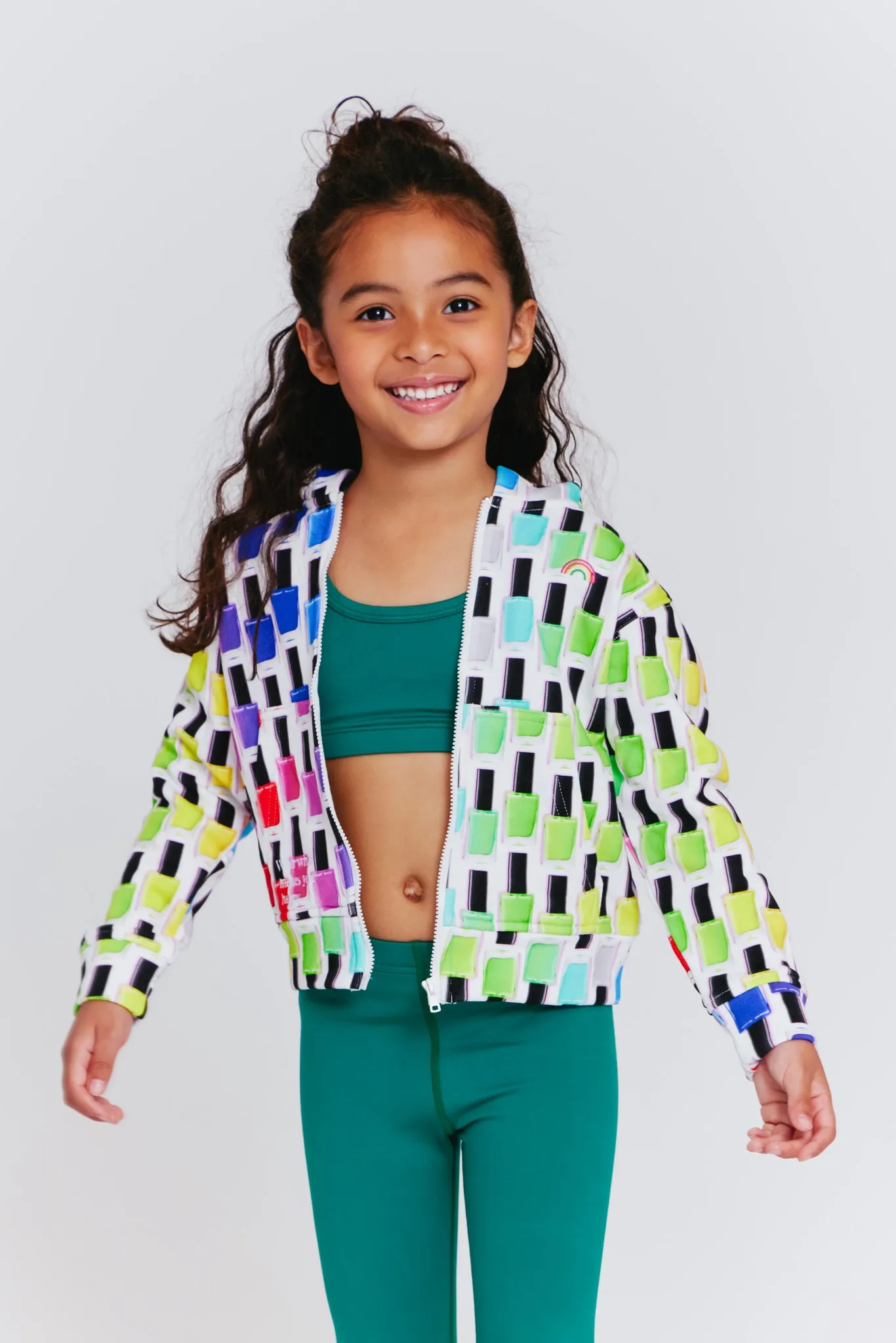 Kids Oversized Zip Hoodie in Rainbow Nail Polish