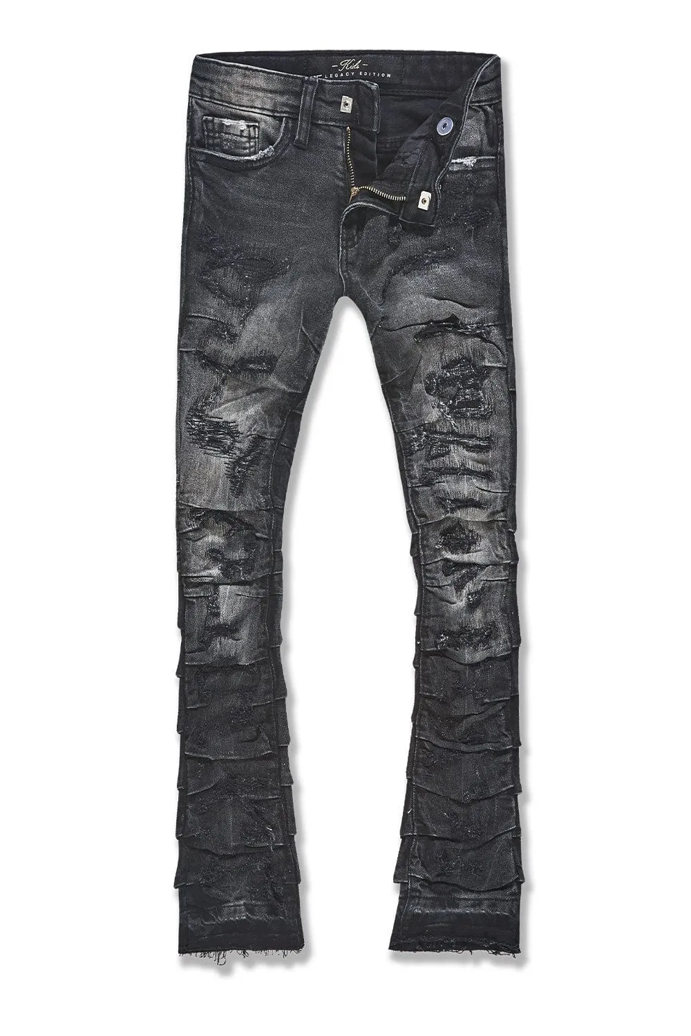 Kids Stacked Ripple Effect Denim (Black Shadow)