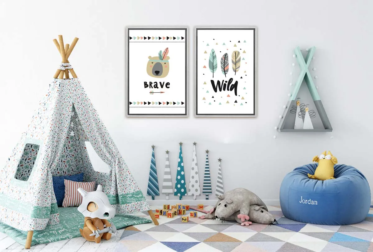 Kids Tribal Print | Set of 2 | Canvas Wall Art Print