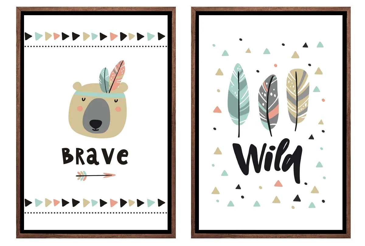 Kids Tribal Print | Set of 2 | Canvas Wall Art Print