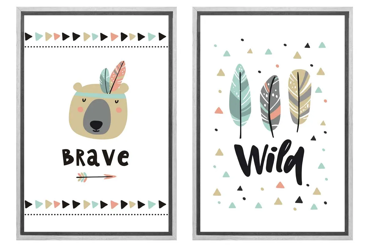 Kids Tribal Print | Set of 2 | Canvas Wall Art Print