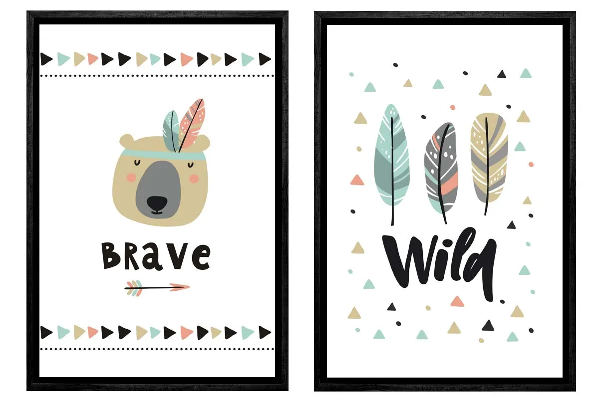 Kids Tribal Print | Set of 2 | Canvas Wall Art Print