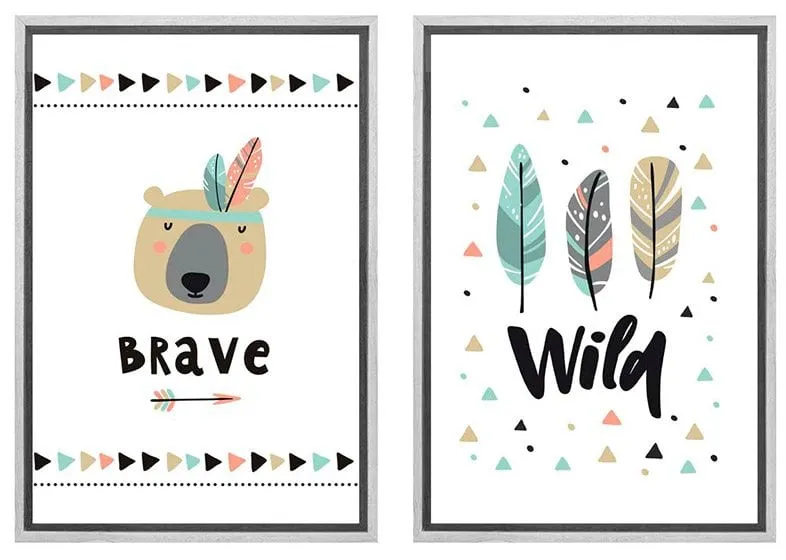 Kids Tribal Print | Set of 2 | Canvas Wall Art Print