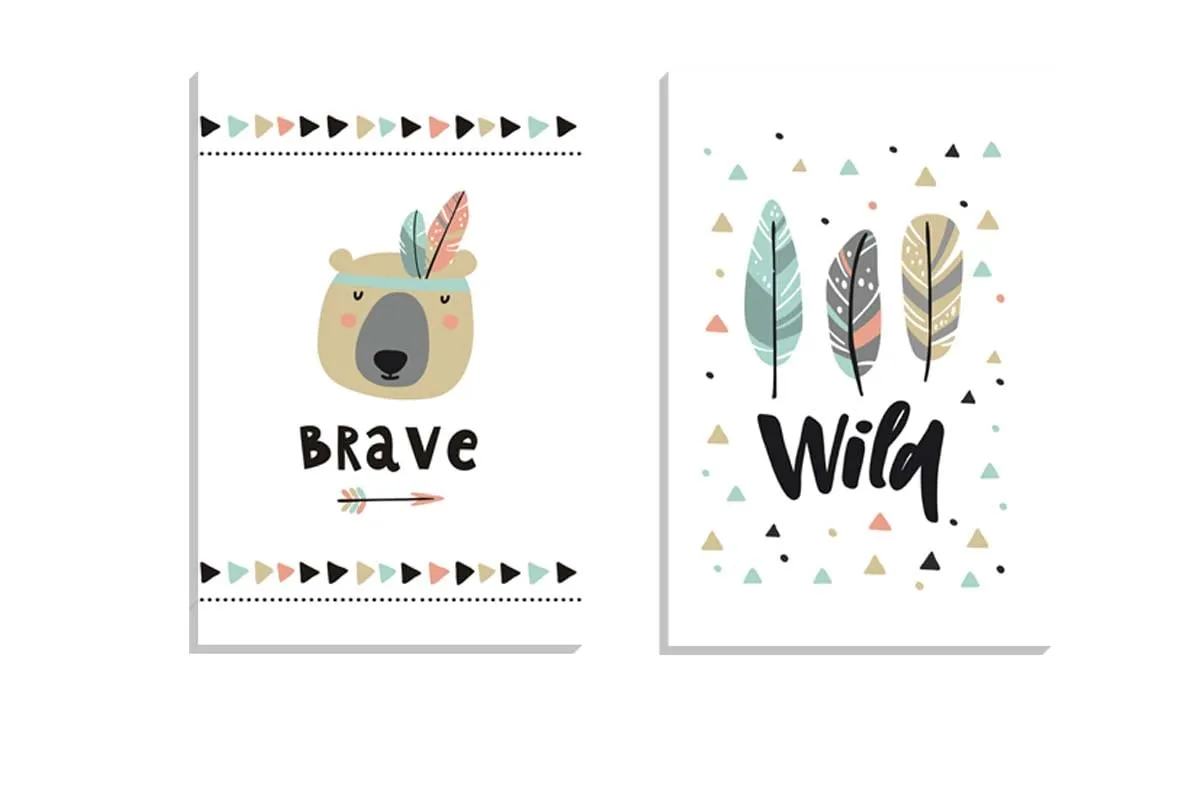 Kids Tribal Print | Set of 2 | Canvas Wall Art Print