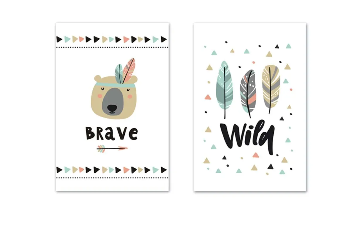 Kids Tribal Print | Set of 2 | Canvas Wall Art Print