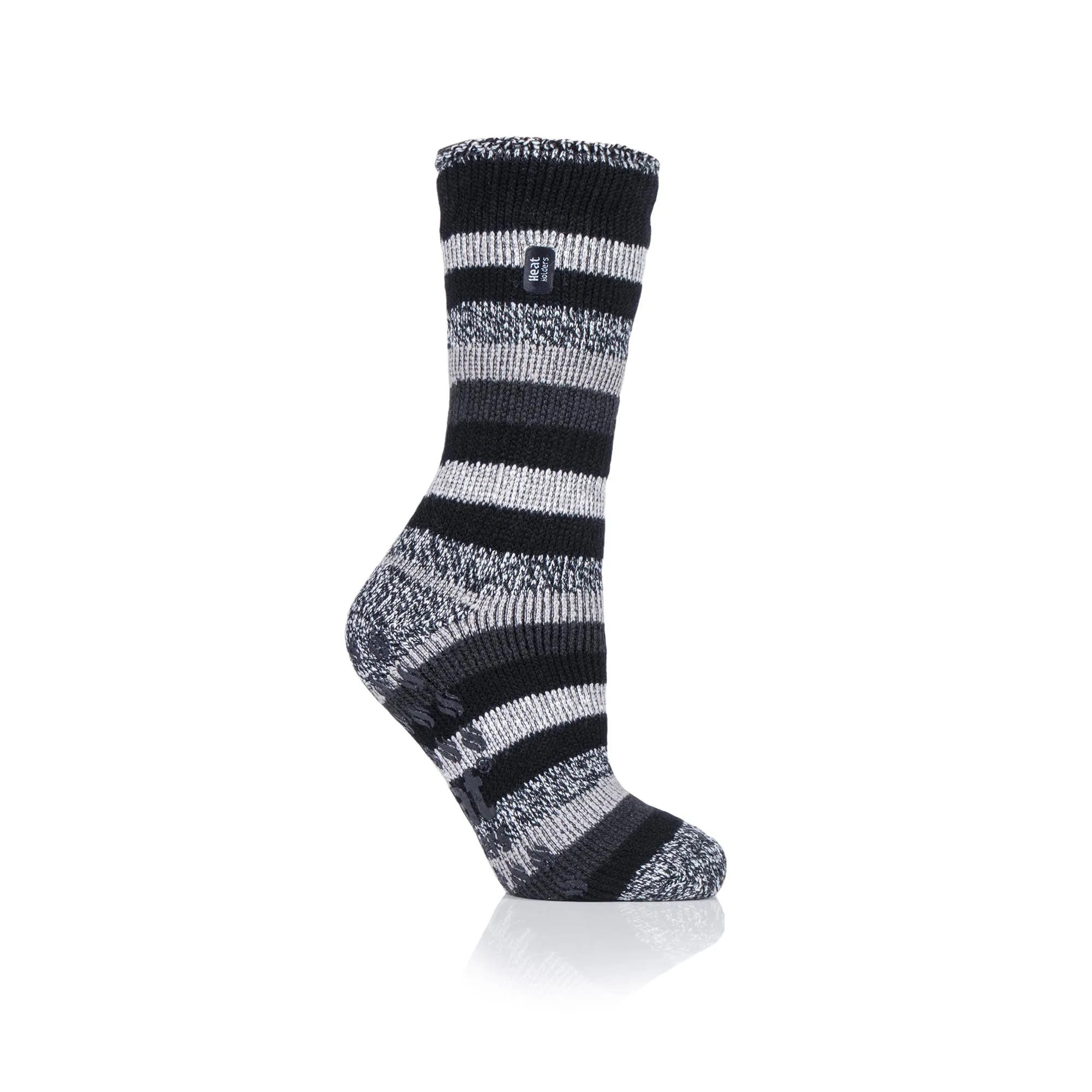 Ladies Original Petunia Stripe Slipper Socks - Black