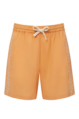 LEAH - Organic Cotton Embroidery Shorts Cantaloupe